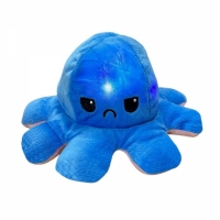 Caracatita reversibila din plus cu doua emotii, cu LED, albastru/roz, 20 x 8 cm, Vivo OCTOPUS-BLUE/PINK